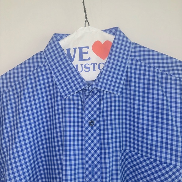 Bugatchi Men Large ‘Blue Checkered’ Short Sleeve Shirt (measures XL) - Picture 3 of 11